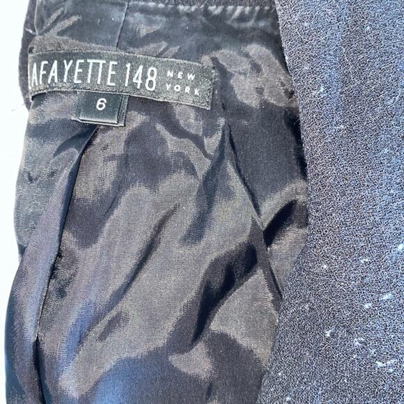 Lafayette148 6 Small Black Blue Stitching Wool Silk Blazer Pockets - Picture 7 of 7